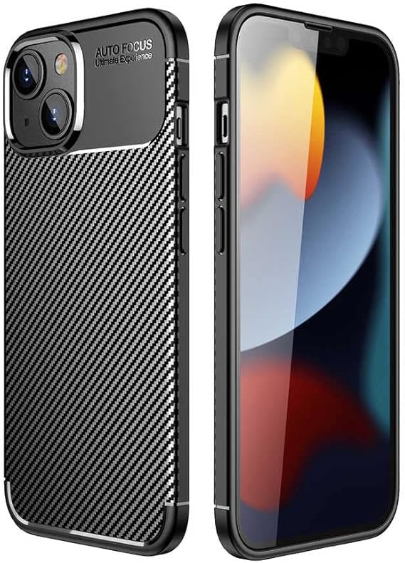 Spia Apple iPhone 14 Plus ile uyumlu Kılıf Siyah Karbon Silikon Orijinal Esnek İnce Geliştirilmiş Dayanıklı Darbe Karşıtı Yeni Nesil Tasarım (Apple iPhone 14 Plus, Siyah)