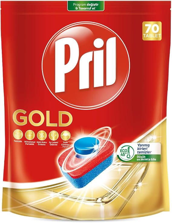 Pril Gold Bulaşık Makinesi Deterjanı Tableti 70 Adet , Gold 70 Tablet