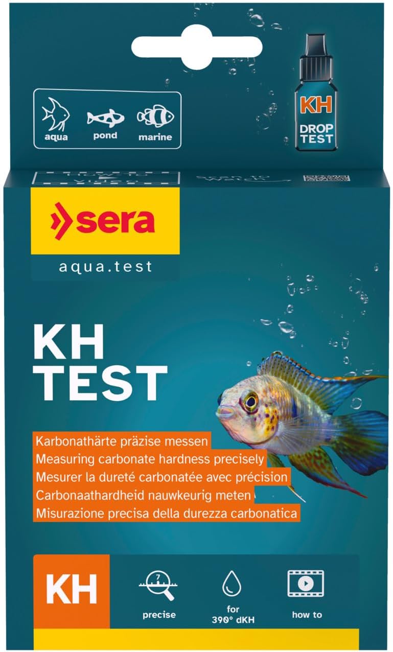 sera KH Test für Aquarium & Teich Präzise Karbonathärte messen für stabilen pH‑Wert Verhindert Säuresturz Komplett‑Set mit Küvette Spritze & Anleitung ca. 390 °dKH