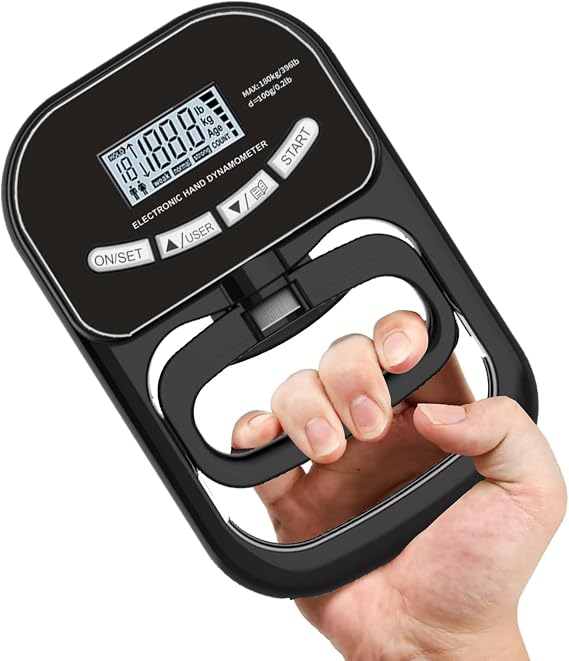 Grip Strength Tester, 396lbs/180kg Electronic Hand Grip Tester Dynamometer with Lcd Display Black Digital Grip Strength Tester for Sports, School, And Home Use Training Equipment