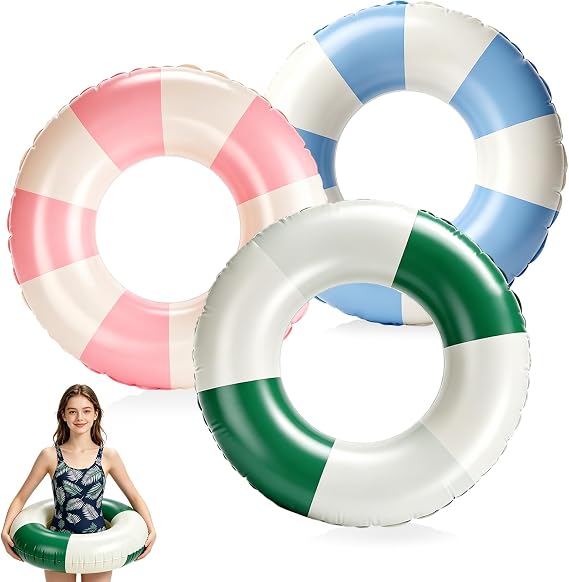 3PCS Inflatable Pool Ring, Swimming Pool Inflatables Rings for Adults and Teens, Durable PVC Pool Floats Swimming Ring, Water Pool Tube Swim Ring for Summer Beach Party