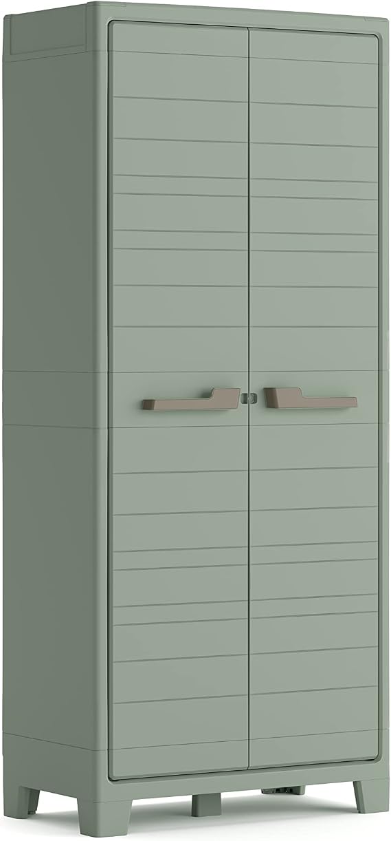 Keter Planet Outdoor Indoor Tall Garage Utility Multi purpose Cabinet - Green