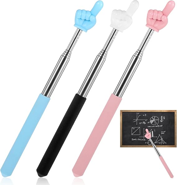 3 Pieces Pointer Stick Extendable Pointer Finger Pointer Finger Teacher Pointer Mini Retractable Classroom Pointer Fingers Teacher Pointer Stick Stainless Steel for Teacher Lessons Whiteboard