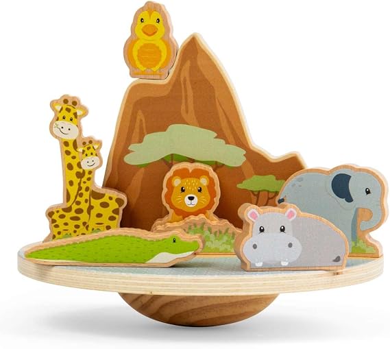 Bigjigs Toys Safari Wobble Board | Wooden Balance & Stacking Toy Toddlers