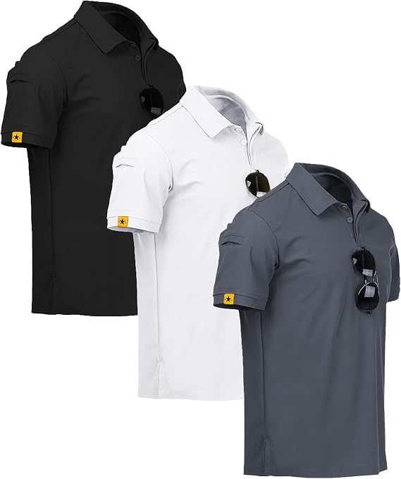ZITY 3-Pack Men's Polo Shirt Short-Sleeved Lightweight Breathable Polo Shirt for Men Adult Summer Casual Sports Shirt Regular Fit Golf Tshirts