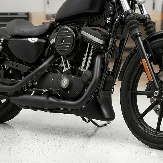 Motorcycle Accessories Belly Pan Spoiler Air Dam Chin Fairing Lower Cover Cowl Engine Cover Fairing Exhuast Guard for Sportster XL 1200 Iron 883 Bellypan (Matt Black)