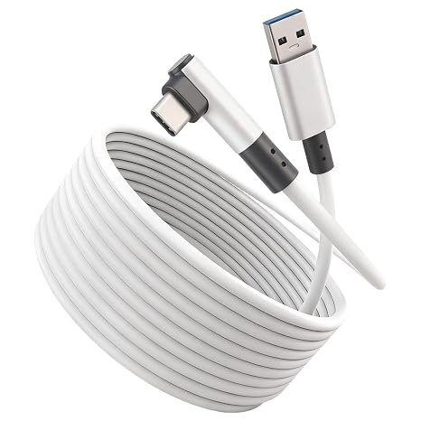 Link Cable 5m Compatible with Oculus/Meta Quest 3/Meta Quest 3S Quest2/Pro/Pico 4 and PC/SteamVR,USB 3.0 to USB C Cable with 5Gbps Fast Data Transfer & Charging for PC Steam VR Headset