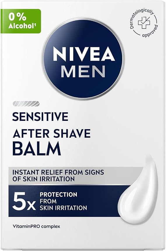 NIVEA MEN Erkek HassasTıraş Sonrası Balsam Hassas 100 ml,E Vitamini,ProVitamin B5,Alkolsüz Formül,Hassas Ciltler için Rahatlatıcı Tıraş Sonrası Bakım