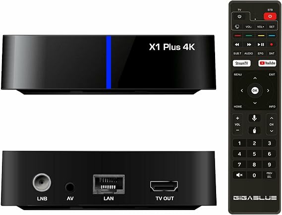 GigaBlue UHD X1 Plus 4K Android 1x DVB-S2x Tuner + Android TV IP Empfänger in Einer Box
