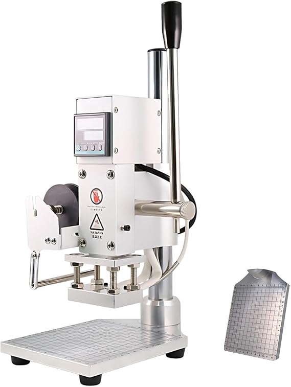 Manual Embossing Machine & Hot Foil Press for Custom Branding on Leather with Digital Temperature Adjustment and Foil Stamping Stand for DIY Projects(5 * 7cm)
