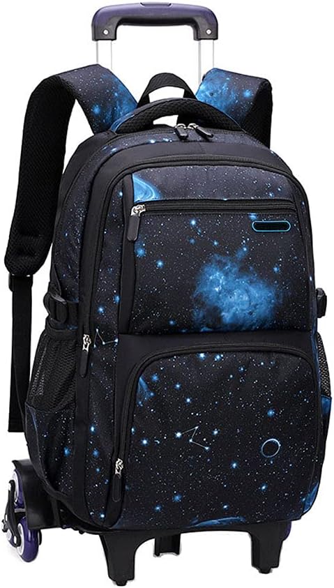 Backpack with Rolling Wheels Lightweight and Waterproof Boys Girls Students Detachable Trolley School Bag Rucksack