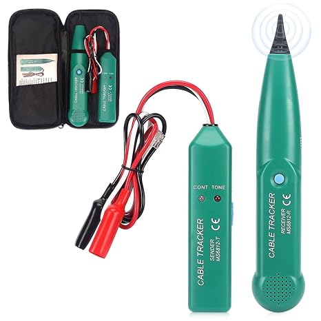 mizikuu Cable Tracker, Circuit Tester Cable Trace Tester Line Finder Wire Break Detector with Carrying Bag Telephone Line Tester Tone Generator Probe Tracer to Ensure Fault Location Green