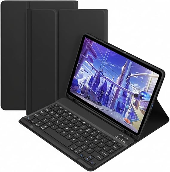Microcase Apple iPad 9. Nesil 10.2 inch Tablet Uyumlu Bluetooth Klavyeli Standlı Kılıf - BKK4 (Siyah)