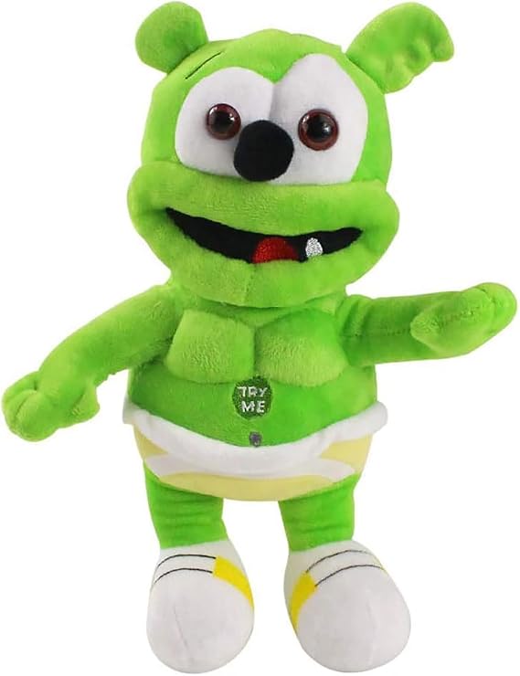 Gummy Bear Plush Green Stuffed Animals Singing Toy Christmas Celebration Props Accompanying Plushies Toys for Girls Boys Birthday Doll Gifts