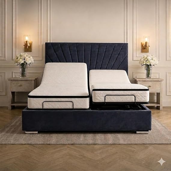Adjustable mobility Restwell sleep Sunrise Headboard with Memory foam Mattress & Headboard Head & Foot Incline, Zero Gravity (Steel, 4ft 6in-double)