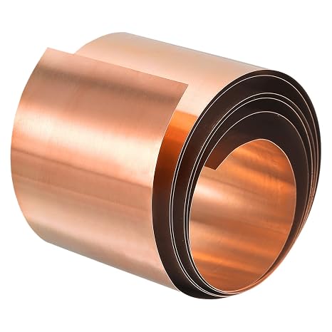 sourcing map Copper Sheet Roll, 3000x50x0.05mm 99.9% Pure Copper Strip