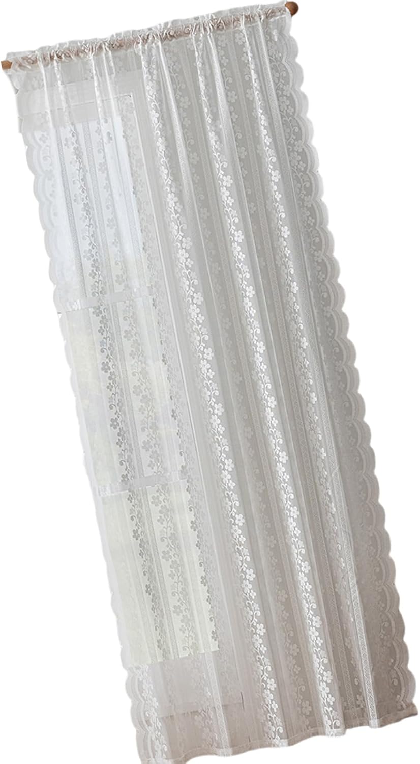 Elegant Laces Window Semi Privates Curtains Quick Installation Removable Polyester Fabric Living Room Laces Curtains Semi Sheer