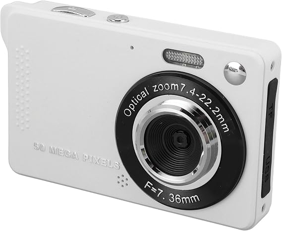 Digital Camera, 50MP 1080P 16X Digital Zoom Autofocus Point and Shoot Camera 2.8" TFT Screen Pocket Compact Camera with LED Flash, Continuous and Time Shooting and Filter White