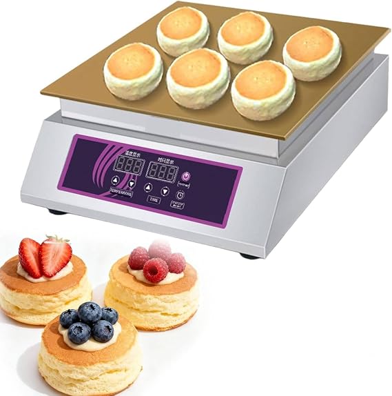 Commercial Electric Dorayaki Maker & Pancake Griddle - Stainless Steel Non-Stick Waffle Machine, Ideal for Muffins & Crepes