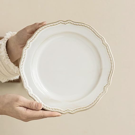 4 Pcs 20cm Ceramic Side Plates, 8 Inch Dessert Plate Set