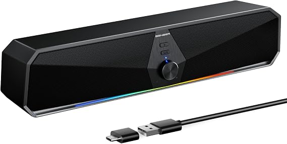 Senzer PC Speaker,Usb speaker Bluetooth Gaming SoundBar Colorful Lights