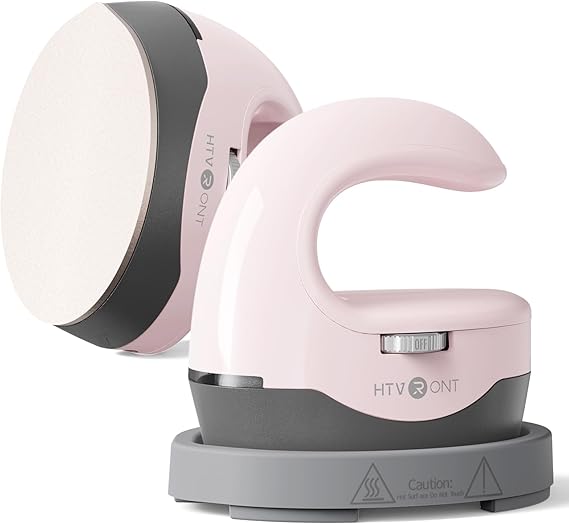HTVRONT Mini Heat Press - Portable Heat Press H1 with 3 Heat Settings, Compact Heat Press for T-Shirts, Hats, Shoes, HTV & Sublimation - Pink