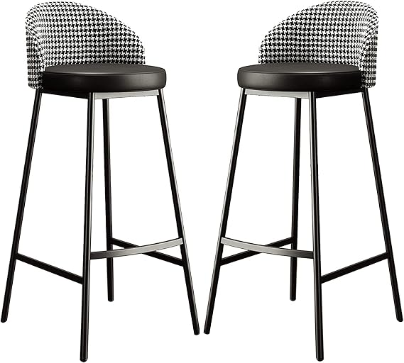 Modern Bar Stools Set Counter Height Dining Chairs Counter Height Barstools Set of 2 PU Leather Kitchen Stools with Back for Kitchen Counter(Black,75cm)