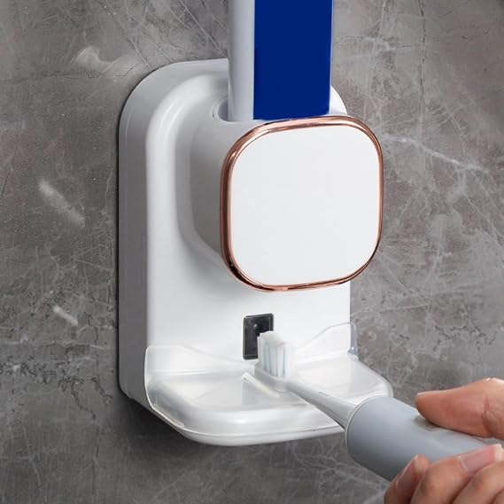 Automatic Toothpaste Dispenser Infrared Sensor Touchless 3 Adjustable Modes USB Charging for Adults Kids Electric Toothbrush Bathroom (white)