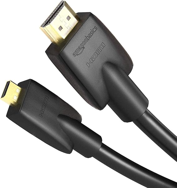 Amazon Basics high-speed micro HDMI A cable to HDMI D, latest standard, 1.83 m, Black