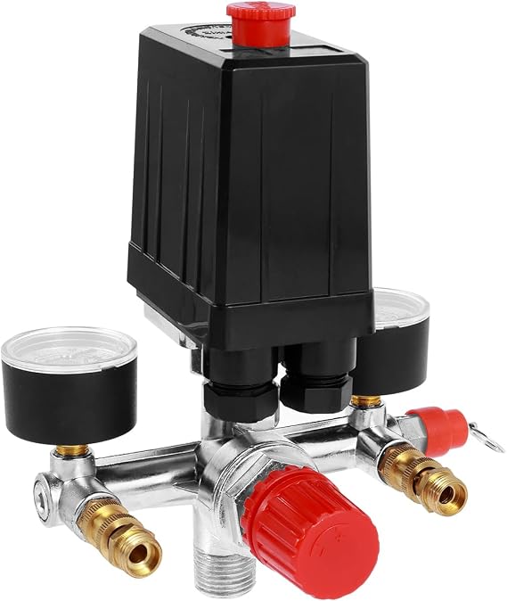 Air Compressor Pressure Switch 90-120PSI Adjustable Manifold Regulator Gauge Compressor Pressure Valve Switch Control 220/380V for Air Compressor