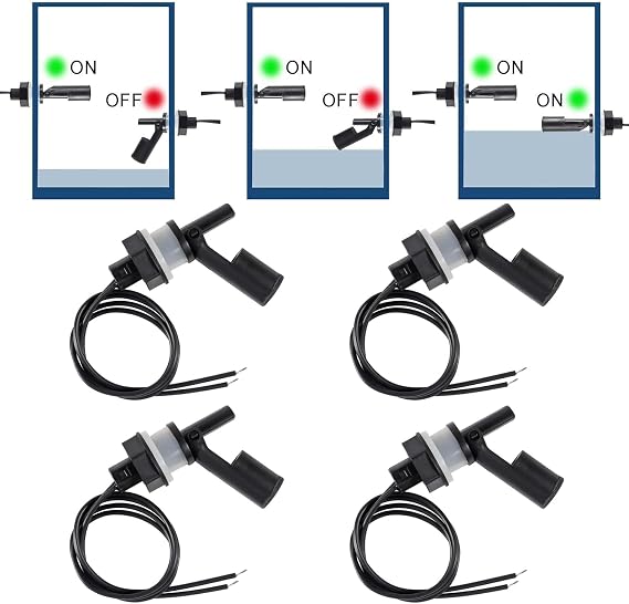 4PCS Liquid Float Switch Water Level Sensor Side Mount Horizontal for Aquariums Fish Tank Hydroponics Pool, M16