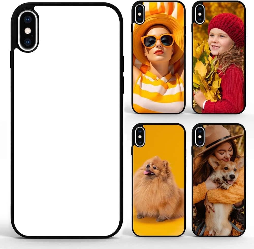 FOQENCCI 5PCS Compatible with iPhone XS Sublimation Case Blank Heat Press DIY Customize Phone Case for iPhone X Soft Rubber Anti Slip Anti-Scratch Protective Phone Cover for iPhone XSX Black