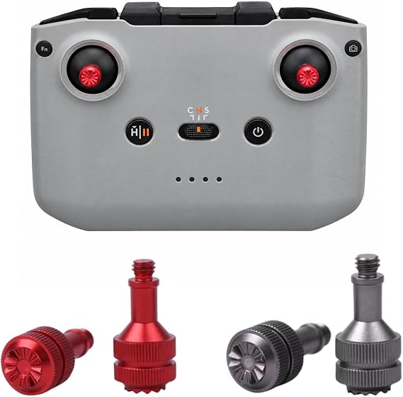 交換用コントローラースティック DJI RC-N1 / RC-N2 / RC-N3 および Smart Controller対応 4個パック アルミニウム合金ジョイスティック ノンスリップサムスティック レッドとチタニウムグレー