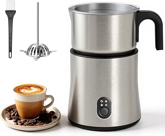 NAPASA 500ml Split Milk Frother Electric 4 in 1, Automatic Milk Steamer & Frother with 4 Whisk Accessories, Hot & Cold Milk Foam Maker for Coffee, Cappuccinos,Macchiato,Latte,Hot Chocolates Milk