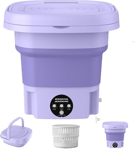 Portable small washing machine powerful cleaning with drain basket 8L 1.2kg - household 3-speed timer underwear, clothes