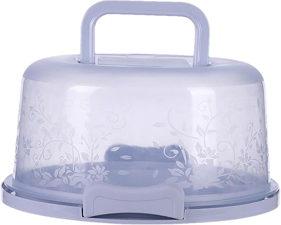 Large Round Storage Container with Lid and Handle - Sturdy Transparent Cake Box for Transport - Portable Dessert and Sandwich Holder