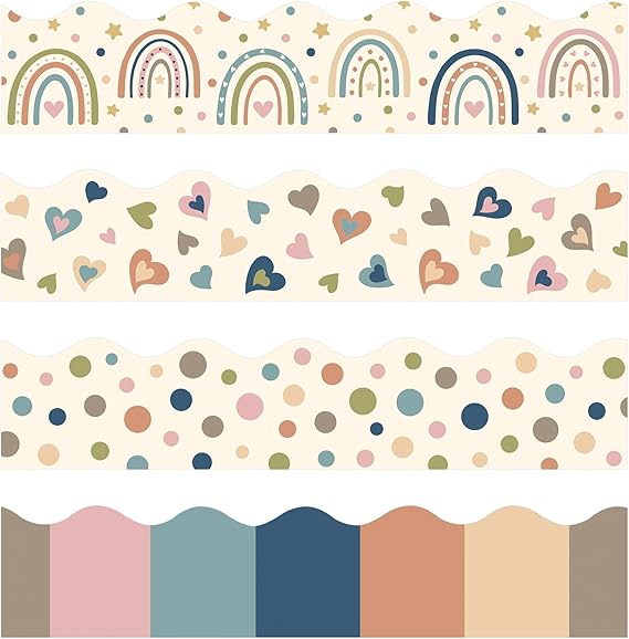 Boho Bulletin Board Borders Trim, Rainbow Polka Dots Classroom Paper Borders for Bulletin Board Decorations, Boho Style Design (59 FT in Length)