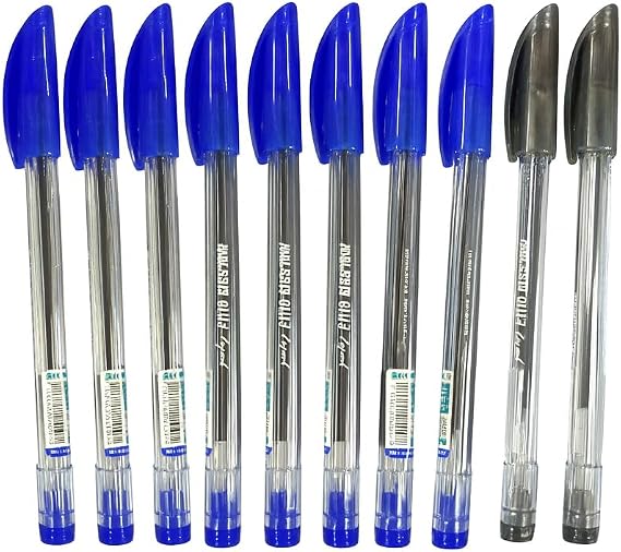 Blue Black Pen Sticks Reusable Quick Drying Liquid Ink Mixed Ballpens Fine Point Retractable Pens for Writing Sketch Journaling School Comfort Grip Pen Office Business Stationery Supplies (Pack of 10)