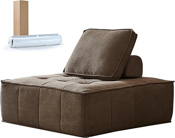Comfortable Plush Sofa Couch, Super Soft Cushion with High Density Foam, Perfect for Relaxation, Apartment or Office Lounge, Cozy Modern Living Room Sofa Brown,100cm/39.37"