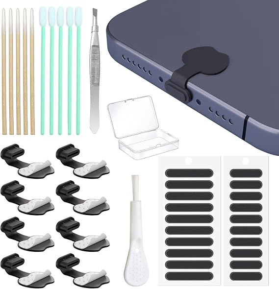 携帯電話用ダストプラグ 8個 - USB Cポートカバーキャッププロテクター防塵、電話用紛失防止プラグ、iPhone 15/16/17 & Air、iPad Pro/Mini、MacBook Pro/Air、Galaxy S24-S8、Pixel、Kindle、...