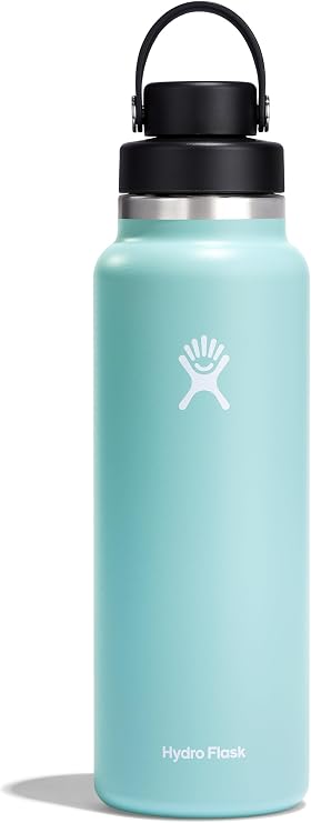 Hydro Flask Water Bottle - Insulated Stainless Steel - Wide Mouth Chug Lid, Non Spill, Leakproof in 40 Oz Dew