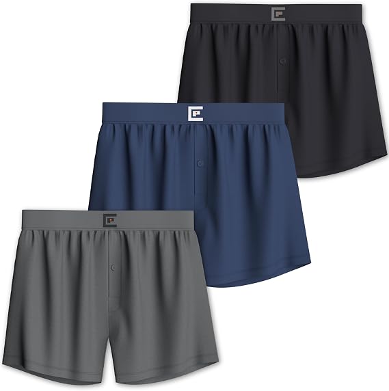 Pierre Calvini Loose Fit Mens Boxers - Soft Cotton Underwear (3/6Pk)