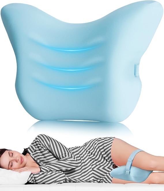Hydomi Orthopaedic Knee Pillow for Side Sleepers | Premium Memory Foam Leg Support Cushion with Cooling Cover for Sleeping | Adjustable Strap for Back, Hip & Sciatica Relief