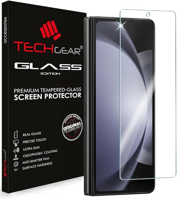 TECHGEAR Front GLASS Edition for Samsung Galaxy Z Fold 4, Outer Tempered Glass Screen Protector Cover [2.5D Round Edge] [9H Hardness] [Crystal Clarity] [Scratch-Resistant] [No-Bubble]