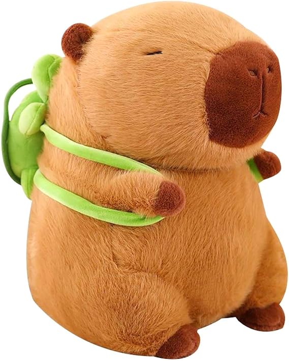 AYNKH Capybara Plush Toy, 23cm Realistic Soft Capybara Stuffed Animal Doll Carrying Turtle, Cute Plushie Pillow Gift for Friends Family