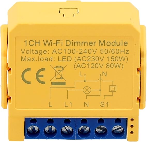 Smart Dimmer Light Switch Module 1/2 Gang for Tuya and Smart-Life App, WiFi Controlled Stepless Dimming, Voice Control for Alexa Google Assistant, 2-Way Control(Wifi 1Gang)