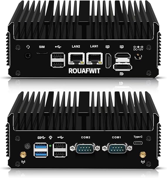 Mini PC Industrial Fanless 12th Gen J6413/J6412, Micro Desktop Office Computer, Dual i226V 2.5GbE Lan, 2 COM, WiFi/BT, 3 Display, Barebone, NO RAM NO Storage