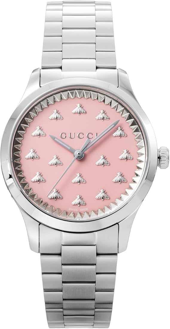 Gucciグッチ ジータイムレス クォーツ 日常生活防水 サファイアガラス ピンク文字盤 Ya1265033 レディース 並行輸入品