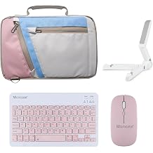 Microcase Lenovo Yoga Tab Plus 12.7 inch ile Uyumlu Tablet Çanta+Türkçe Bluetooth Klavye +Mouse+ Standı - Pembe AL4382
