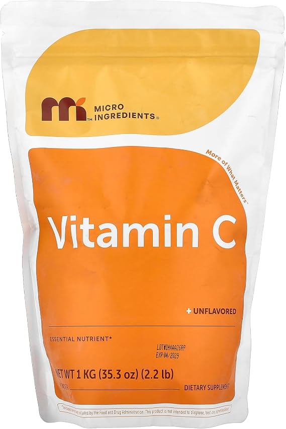 Vitamin C Powder, Unflavored, 35.3 oz (1 kg), Micro Ingredients